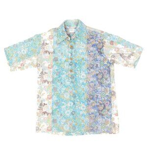 Vtg SURF LINE LIBERTY HOUSE Floral Washed Out Reverse Print Mens Shirt sz M /607